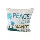 Thro Beach Theme Decor Pillow 20" Square PEACE Love Sandy Feet Down Feathers