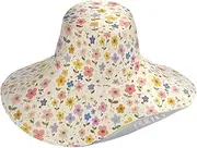 [Yoogain] Garden Flowers Floral Beige Foldable Floppy Hats for Women for Golf Decorative Gardening hat for Trucker Foldable Sombrero de Mujer para el sol, Garden Flowers Floral Beige, One Size