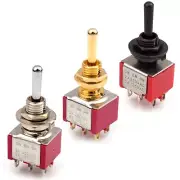 ON-ON-ON 3-way DPDT Mini Toggle Switch Round Bat Lever for Guitar & Bass