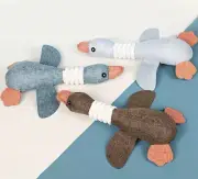 Wild Goose Dog Toy Plush Squeak Chew Fetch Cartoon Duck Puppy Dark Blue Canvas