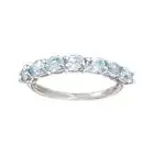 10K White Gold Natural Oval Shape Blue Topaz Stackable Ring, Eternity Band