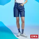 EDWIN 冰河玉系列 JERSEYS 迦績 及膝寬鬆-女-中古藍