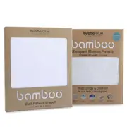 2 Piece Bubba Blue Bamboo Standard Cot Mattress Protector & Fitted Sheet Combo