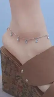SEA SHELLS & PEARLS STERLING SILVER Clad Bond ANKLET ANKLE BRACELET 9 TO 12.5