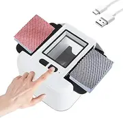 Ruspela Automatic Card Shuffler 1- 2 Decks Electric Shuffling Machine One- Press AUTO& Manual Mode for Poker UNO Blackjack Texas Holdem Game, Low Noise, Rechargeable& Portable