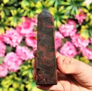 Small 150MM Natural Red Garnet Healing Metaphysical 4 Faceted Obelisk Tower