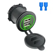 Dual 2.1A (4.2A) 12V/24V DC USB Charger Power Socket Outlet For Car Truck Boat GREEN
