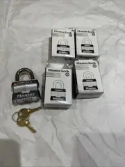 Qty 4 New Master Lock Commercial Padlock w/Keys -Not Keyed Alike