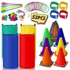 53PCS Outdoor Lawn Carnival Games Bean Bags Ring Toss Set Potato Sack Race Ba...