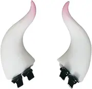 Dark Gothic Devil Horns Ghost Hairpin Edge Hair clips Skull Butterfly Bat Ear Costume Halloween Cartoon Hair Accessories (white Devil Horns clips)