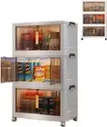 Foldable Storage Boxes with Doors. 3 Pack Folding Cabinet 225Litres/60 Gallon. C