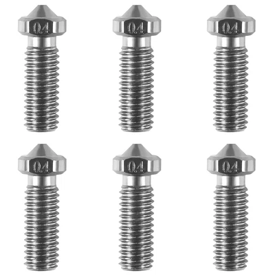6PCS Volcano Nozzles 0.4Mm Hardened Steel Nozzle Extruder Printed Head High Temp