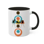 MCM Atomic Cat, Tuxedo Cat Mug, Midcentury modern, retro cat, retro mug