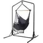 Gardeon Hammock Chair with Stand Hanging Bed Outdoor Garden Tassel Grey