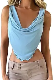 [Generic] 34b Shelf Bra Casual Breast Bra Solid Backless Loose Hanging Neck Tank Top Casual Work Tops