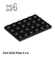 NEW LEGO Parts BLACK 3032 Plate 4 x 6 - Lot of 4 - 303226