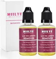 MIILYE Wig Glue Remover, Tape in Extensions Adhesive Residue Remover |Solvent for Hair Replacement, Lace Front Wig |Poly Hairpieces |Toupee |Cosmetic Hair Systems Bonding Removal, Pack of 2
