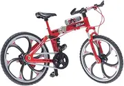 TEHAUX 17.5x10.5cm Red Folding Mountain Bike Model Kit 1:10 Scale Miniature Toys for Boys and Girls Decor