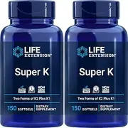 Life Extension Super K, 150 Softgels (Pack of 2) with Vitamin K1 and K2 Supplement