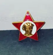 Vintage Badge Lenin Curly Haired Rascal Child Red Metal Star of Soviet Union