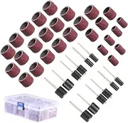 HONITANO 252pcs Drum Sanding Sleeves Sandpaper Bands with Mandrels for Woodworking Polishing Kit High Strength Corrosion Resistant Easy Installation Compatible with Rotary Tools