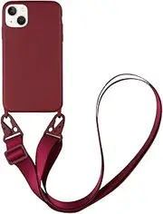 CQUUKOI Compatible with iPhone XR,Crossbody Phone Case with Lanyard Cute Soft Silicone Case with Adjustable Shoulder Strap Shockproof Protector Compatible with Women Girls Wine Red