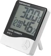 1 Digital LCD Room Thermometer Temperature Humidity Gauge with Alarm Clock