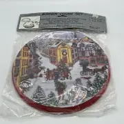 Reston Lloyd Burner Cover Set Christmas City Holiday Town Metal 4 Pc Set 10" 8"