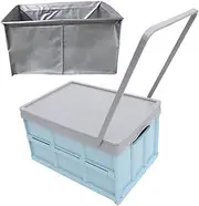 BESPORTBLE Collapsible Student Trolley Box Wheels Rolling Storage Crate for Books 2-in-1 Folding Utility Cart