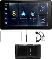 tieedhfu Mototrcycle Portable Digital Dashboard Display Screen Screen Portable Digital Wireless Android Auto Wireless Car Play, with Control Box