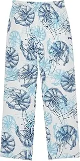 [ZZXXB] Retro Shrimp Print Boys Long Pants Soft Trousers Elastic Waist Kids Lounge Bottoms with Pockets S-XL