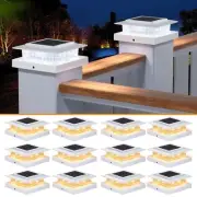 Post Cap Lights 12pack, 4x4 Deck Fence Post Solar Lights Outdoor with Warm Wh...