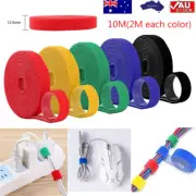 10M Hook Loop Strap Strapping Self Adhesive Cable Wire Wrap Tie Tidy Straps AU