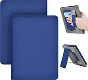 ERUNTO case for 6.8-inch Kindle Paperwhite and Paperwhite Signature Edition,Fabric-Textured case with Hand Strap and Stand. Double Magnets. Auto Wake-up and Card Pocket. (Blue)