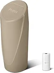 Car Trash Can Bin with Lid - Car Garbage Can Cup Holder - Beige Mini Leakproof Vehicle Trash Garbage Can Bin with 20pcs Trash Bags-Car Organizers and Storage for Front Back Seat Accessories