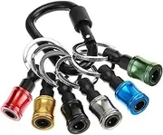 6PCS Keychain Extension Bar Aluminum Alloy Screwdriver Bits Holder Set Portable Drill Screw Adapter Quick Release Extension Bar for 1/4inch Hex Shank