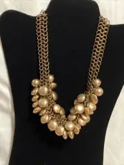 VINTAGE NOS CHUNKY CHICOS FRINGE RUNWAY Gold Balls Disc Link Rings Necklace NWT
