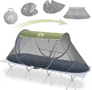Night Cat Pop-up Mosquito Tent: 1 Person Camping Tent with Bug Screen Net Adults Kids Fits with Camping Cot (Exclueded)