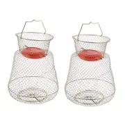 Floatable Galvanized Steel Wire Fish Baskets, Collapsible Floatable Wire Fish