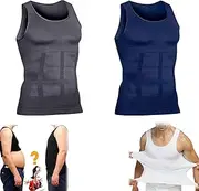 [PNXF] Shaperluv Tank 2.0 Mens,Shaperluv for Men 2.0, Mens Shaperluv Male Shaper Tank Compression Shirt Tank Top Shapewear (Blue+Gray,XL)