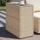 vidaXL Garden Side Table with Glass Top Beige 58x27.5x55 cm Poly Rattan BMG