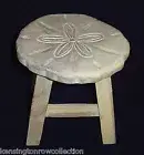 SAND DOLLAR WOOD FOOTSTOOL - WHITE WASH FINISH