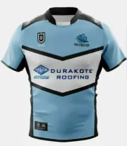 NEW GENUINE CRONULLA SHARKS NRL 2019 REPLICA HOME JERSEY, SZ M