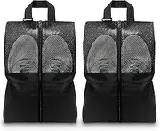 [HANOZI] Shoe Bags For Travel, Used As For Storage or Shoe Travel Bag, Space Saving When Travelling With This Travel Shoe Bags For Packing, Featuring Waterproof Nylon With Zipper Closure And a Hanger At The Top Of Sneaker Bag., Black, 2 Pack, Large, 2 Pack