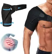 MYLEUS Adjustable Shoulder Brace - Compression Sleeve for Rotator Cuff Support, AC Joint Pain Relief, Ice Pack Holder,Pressure Pad, Fits Right/left(Black, Regular Size)