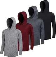 [WHITE PEAK TRADING COMPANY] Boy's Dry-Fit Hoodies, 4 Pack Long Sleeve Lightweight Sweatshirts Hooded Pullover Shirts for Boys