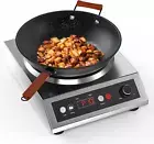 1800W Induction Wok,Stainless Steel Electric Wok Used for Home and Commercial,Te