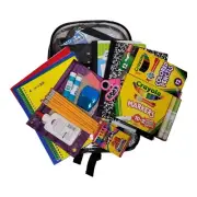 Clear Backpack School Supply Kit: Crayons, Markers, Pencils, Sharpener, Scissors