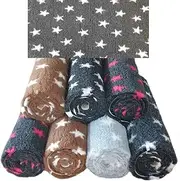 NON SLIP - STARS - DOG BED - WHELPING FLEECE - Stars Design Rubber Backed Vet Bed Roll Or Pieces - Choice Of Sizes And Colours (75cm x 50cm, Charcoal with White Stars)