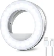 Selfie Ring Light for Phone Rechargeable Cell Light Clip on and Laptop Camera 3 Adjustable Light Modes